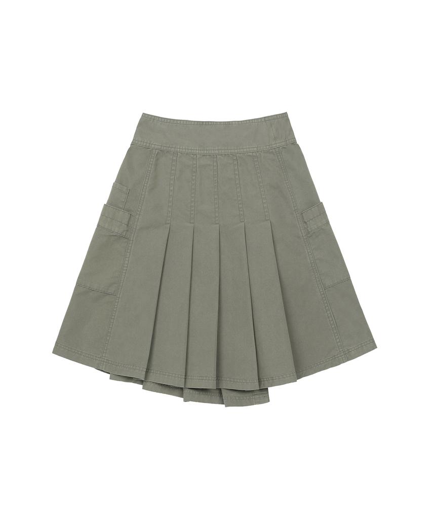 Odd Studio Layered Pocket Pleated Wrap Skirt - Ash Brown
