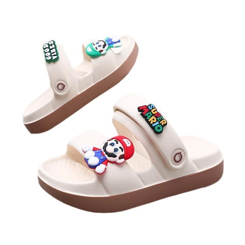 Stylish Mario Kids Sandals Summer Indoor Slip On Shoes For Boys Fashionable Beach Footwear