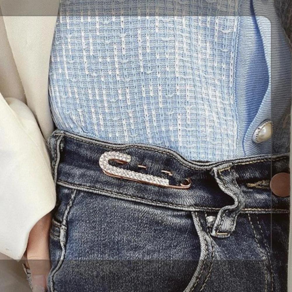 Большая безопасная булавка золотого цвета, джинсовая пряжка, роскошные хрустальные зажимы, шарф