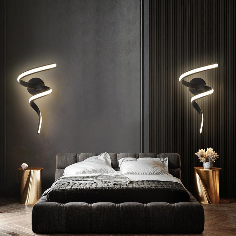 LED Wall Lamp Nordic Spiral Sconce Light For Stairs Bedroom Bedside Study Hallway Background Indoor Decor Wall Lighting Fixtures