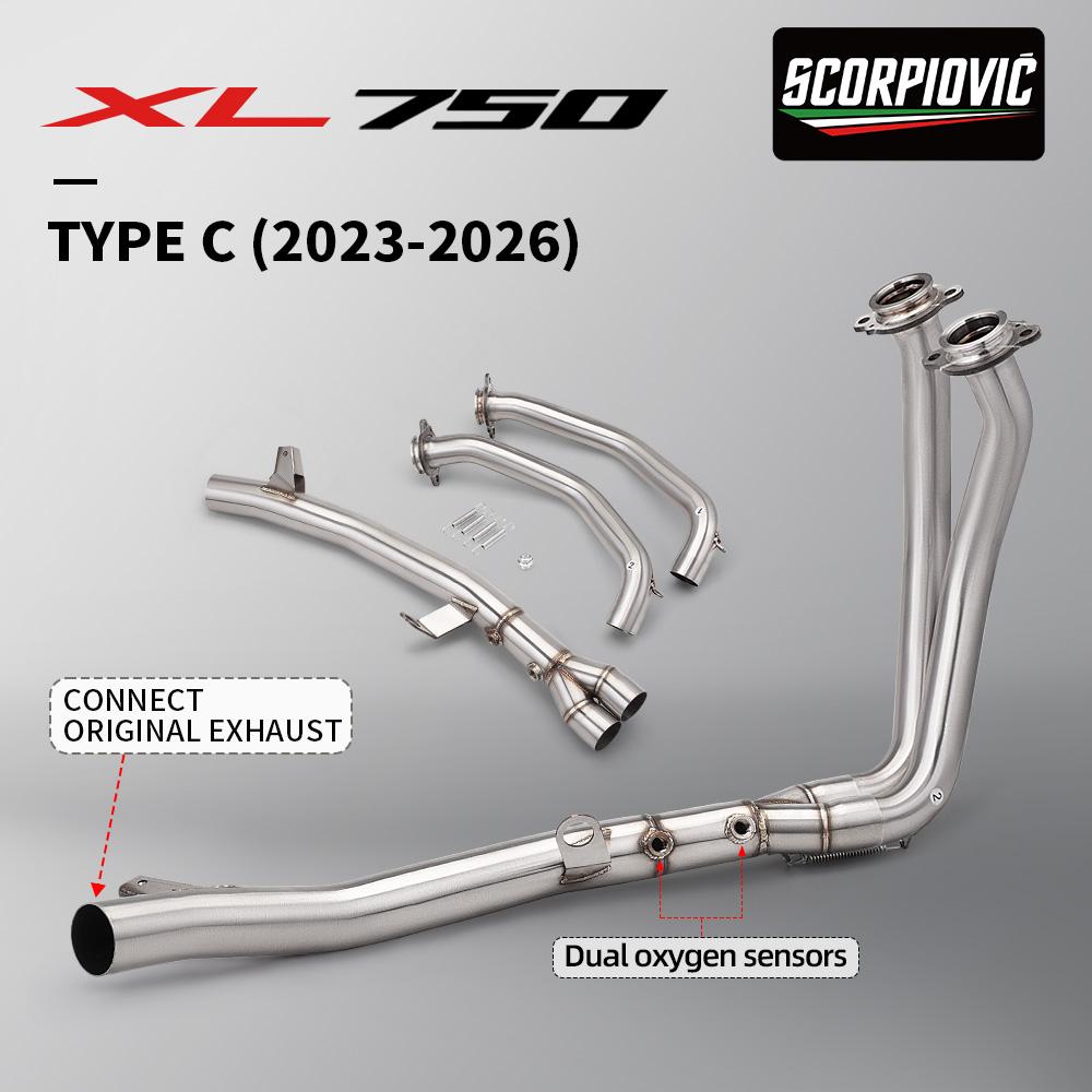 Header Link Pipe For XL 750 XL750 Transalp 750, 51mm Slip-On original muffler Motorcycle Exhaust Escape Muffler