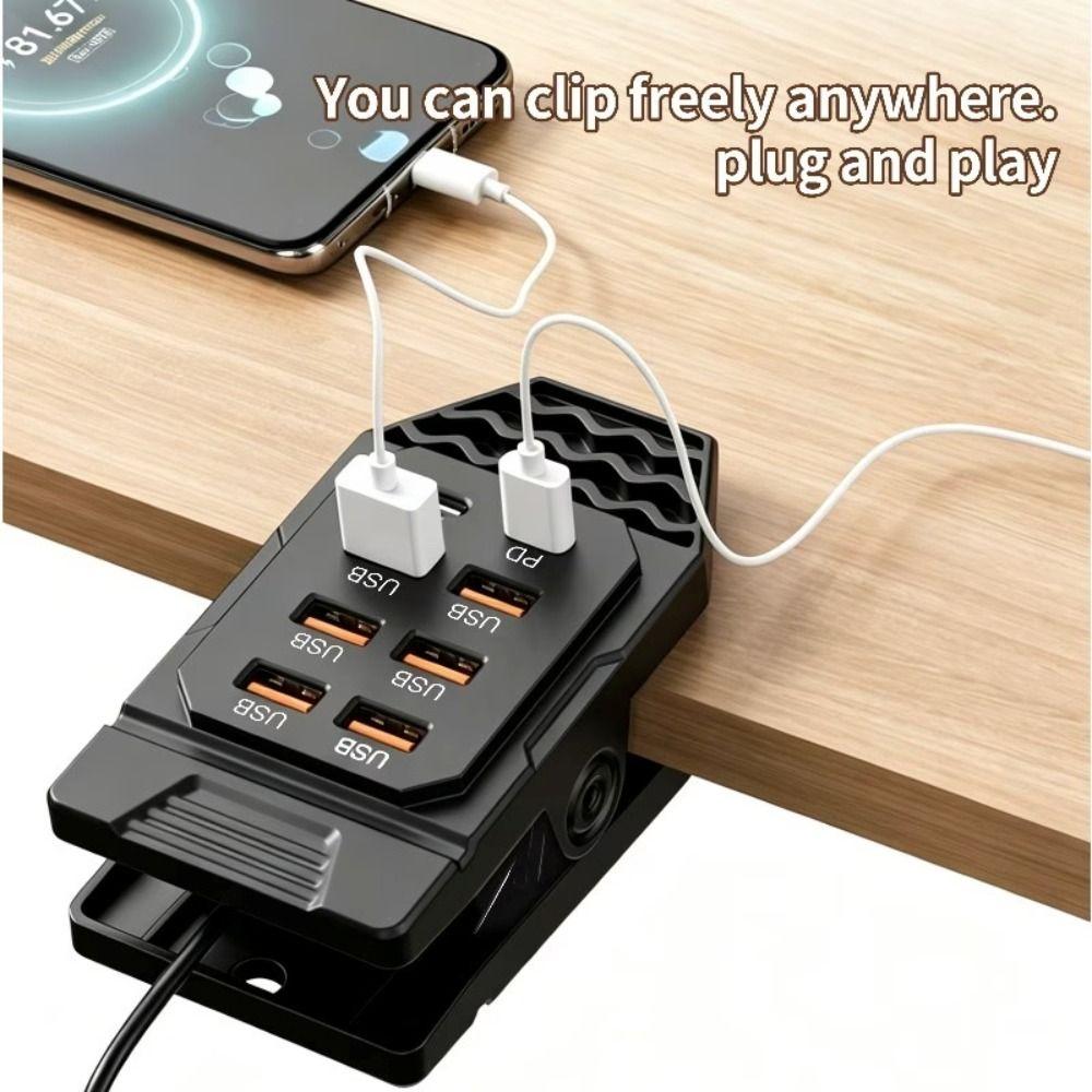 Data Channel USB Splitter Clamp-Mounted Desktop USB Charger Charging Station Desktop