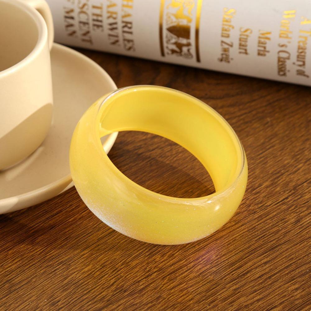 Geometric Design Irregular Wide Bracelet Glitter Big Round Transparent Hand Ring Gift