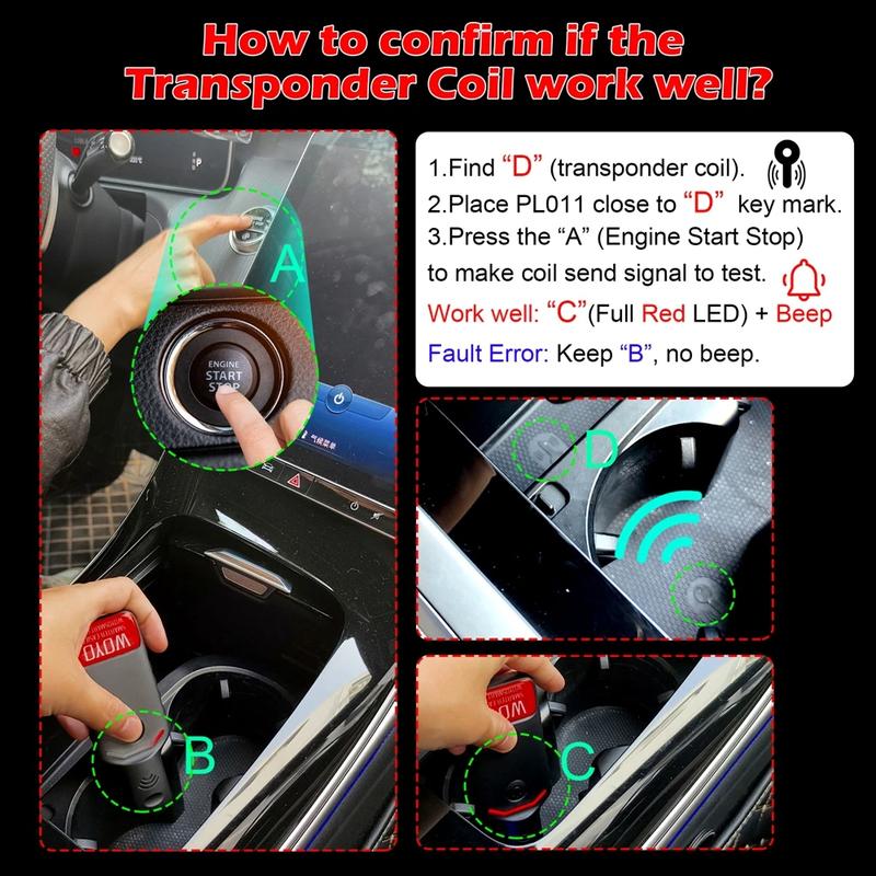 PKE LF Tester Automotive Transponder Key Coil Detector WOYO PL011 PKE LF Locator Vehicle Low Frequency Antenna pection Tool