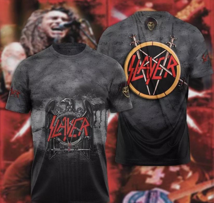 Популярные футболки с 3D-принтом рок-группы Slayer для мужчин и женщин, повседневные, с коротким рукавом, с круглым вырезом, оверсайз, топы, унисекс одежда