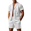 Seaside Beach Sexy Two Piece Sets Mens Fashion Hollow Out Breathable Mesh Shirts and Shorts Suits Men Daily Leisure Mesh Outfits