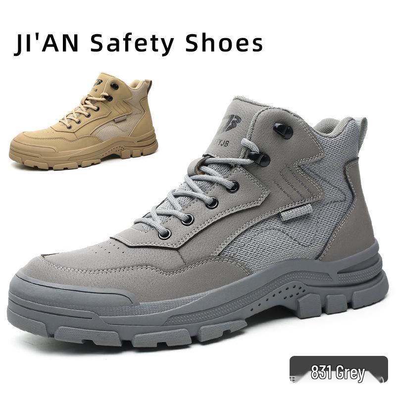 Cross-Border Steel Toe Safety Shoes: High-Top, Anti-Smash, Puncture-Resistant, Wear-Resistant, Soft Sole, Comfortable Fit.