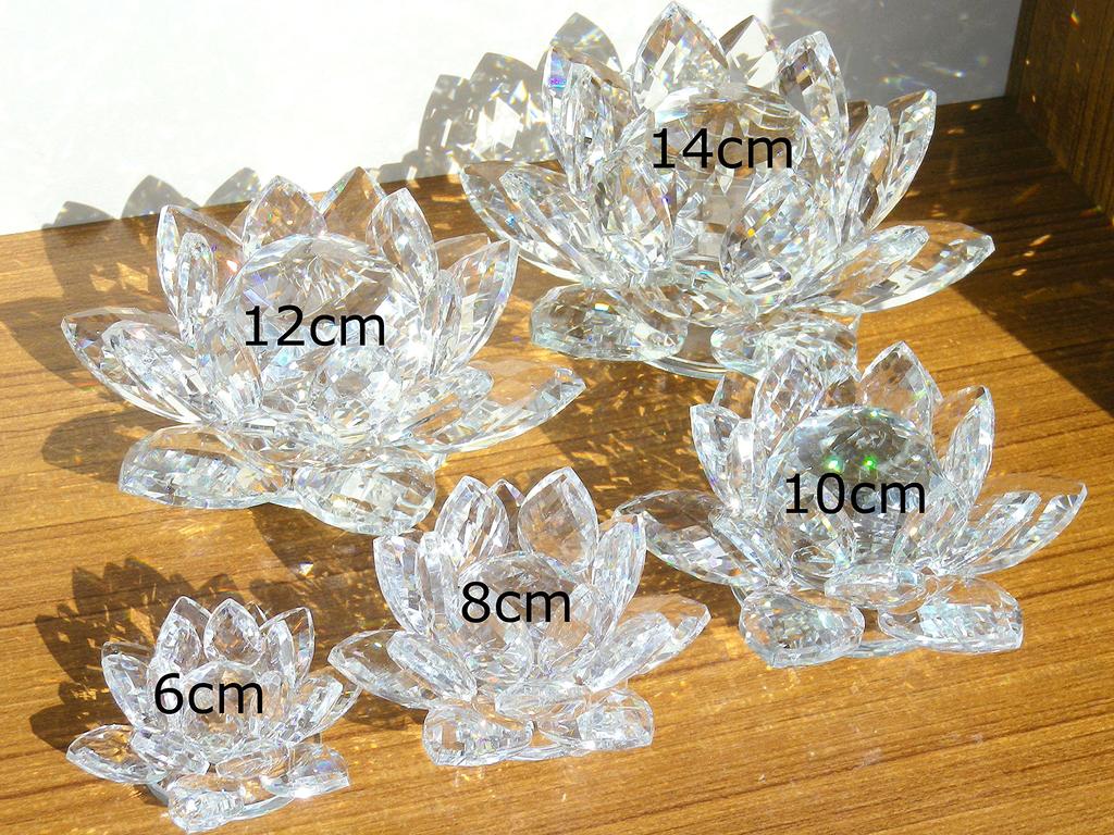 Lotus Flower Crystal Glass Figurine Interior Flower Lotus Feng Shui Good Luck Suncatcher (12cm)