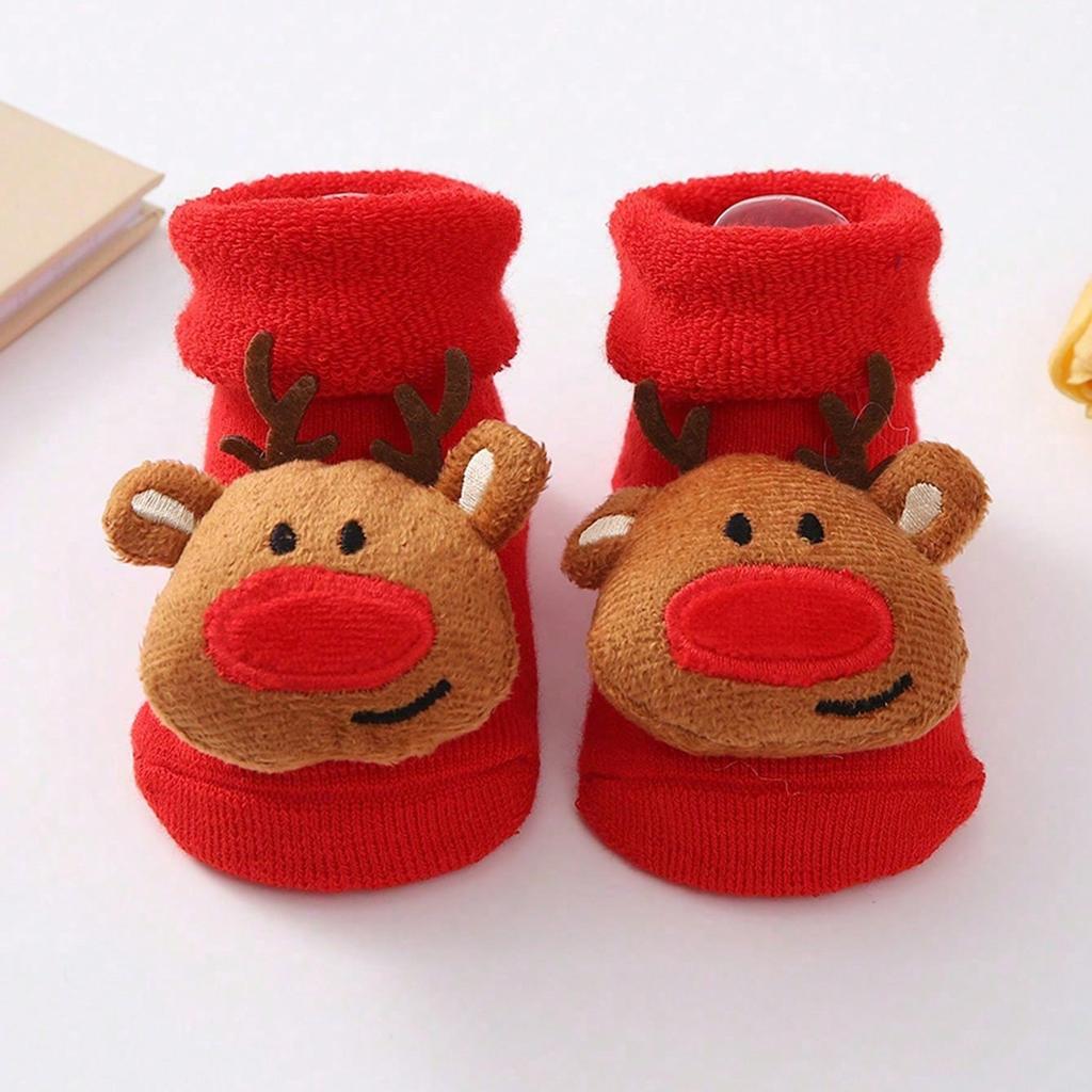 Terry Socks for Infants 0-12 Months Christmas Pattern Warm Cotton Socks Warm & Protective Socks for Indoor & Outdoor Use