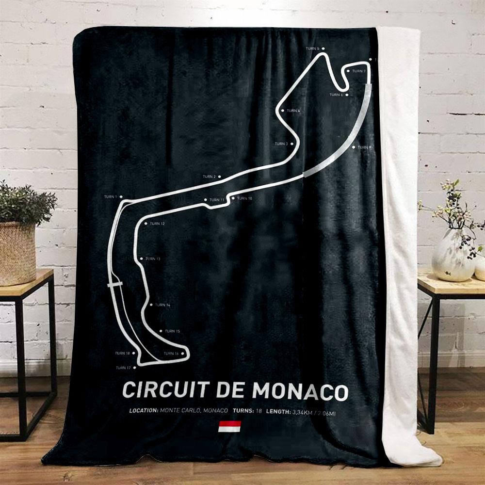 Monaco Race Track Map Blanket Printed Blanket for Living Room Bed Couch lunch break Soft Cozy Blanket for Friend's festival Gift