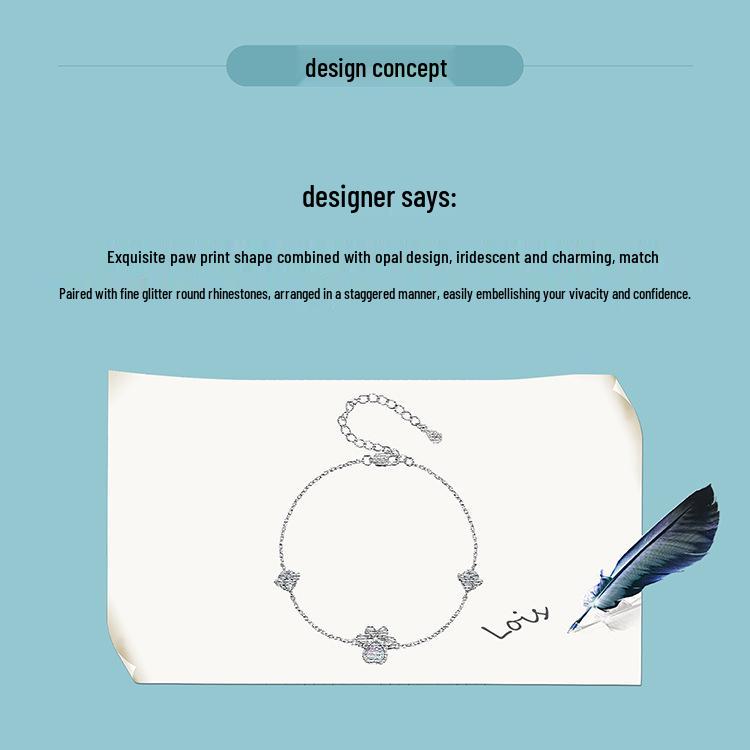 Инь Цзыюнь Изысканный опаловый браслет из серебра S925 с отпечатком кошачьей лапки - Нишевое роскошное ювелирное изделие в подарок