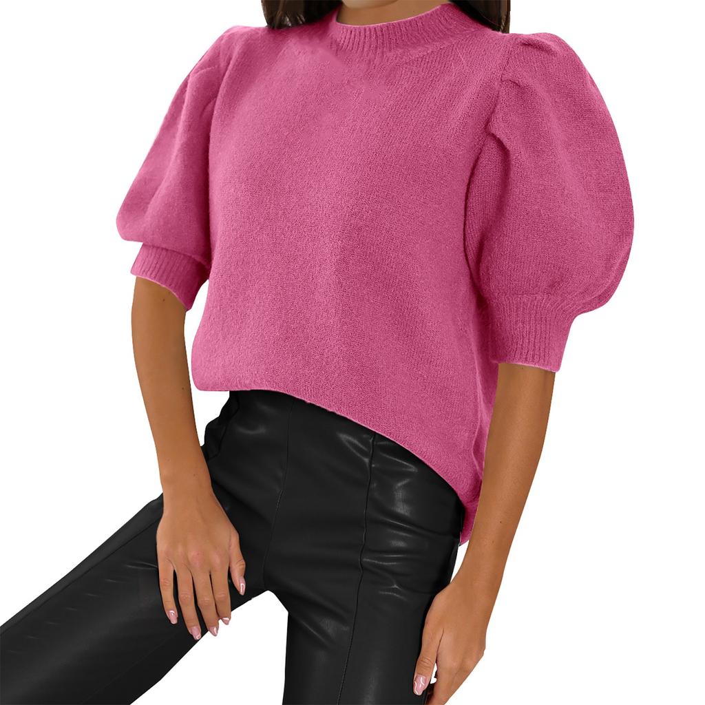 Женские объемные вязаные свитера с короткими рукавами, топы, повседневные пуловеры, рубашки