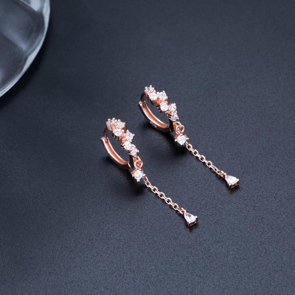 SLUYNZ 925 Sterling Silver CZ Hoop Earrings Dangle for Women Teen Girl Teardrop Huggy Earrings Drop Water Drop Dangle Earrings