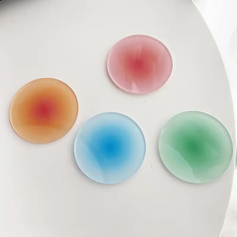 1/4Pcs Gradient Acrylic Round Coaster Sunset Gradient Heat Coffee Cup Pad Hot Drink Round Mug Mats Kitchen Dining Table Decor