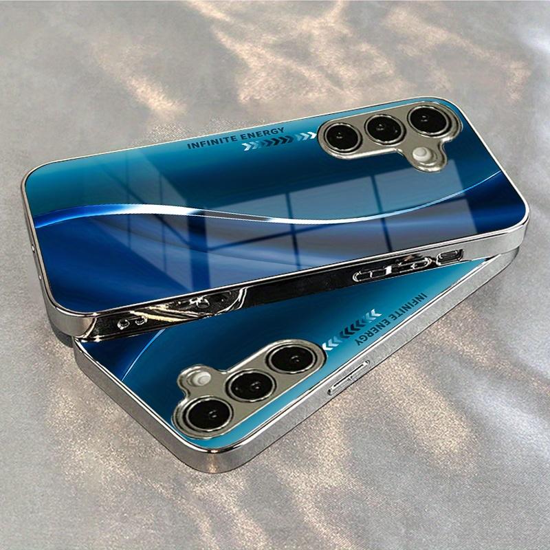 Синий полосатый узор Изысканный чехол для телефона для Samsung Galaxy S26 S25 S24 S23 S22 S21 FE Ultra Plus Мужчины женщины Встроенное стекло
