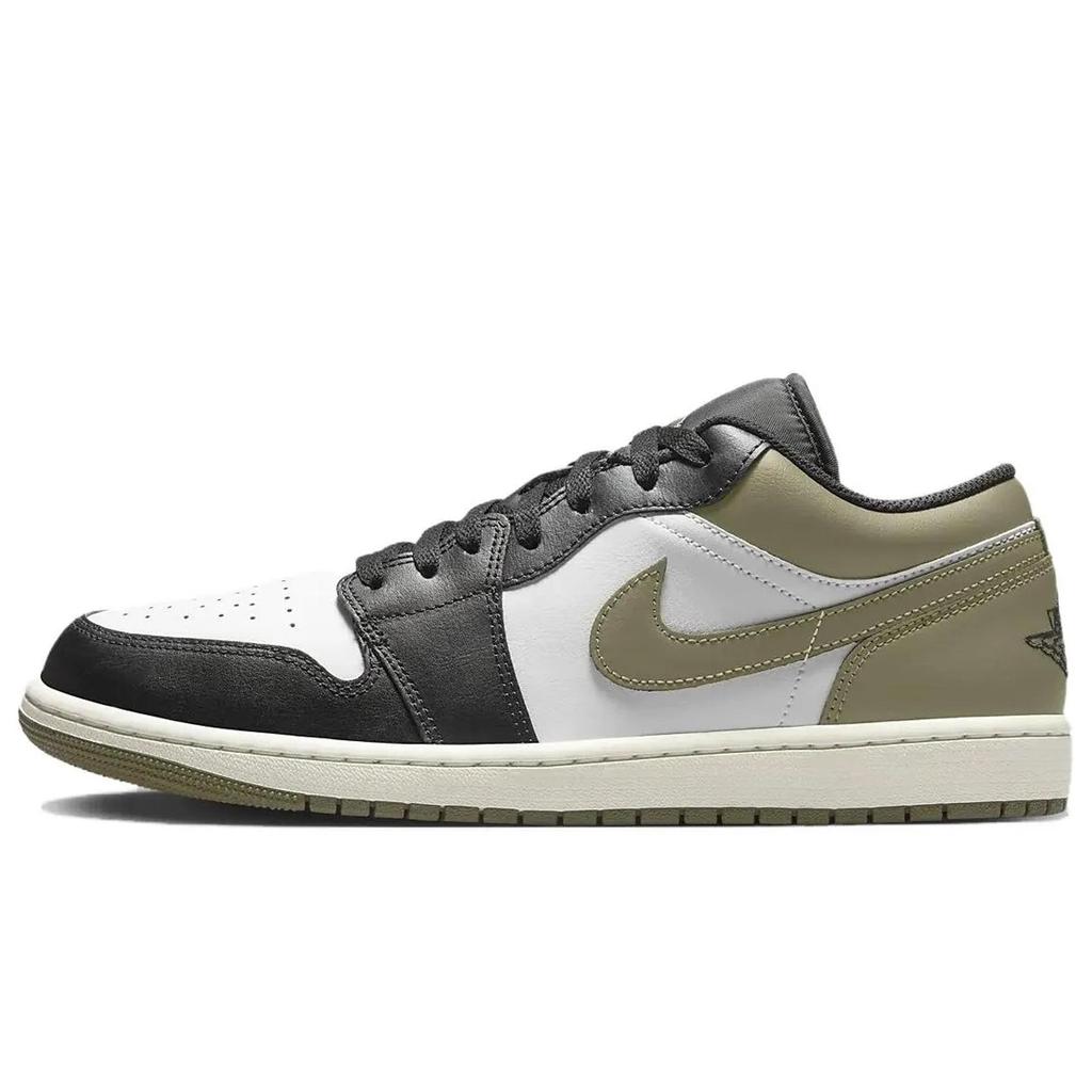 Jordan Air Jordan 1 Silent Black Abrasion Resistant Low top Vintage Basketball Shoes Unisex Black Green 553558-092(Team645-)