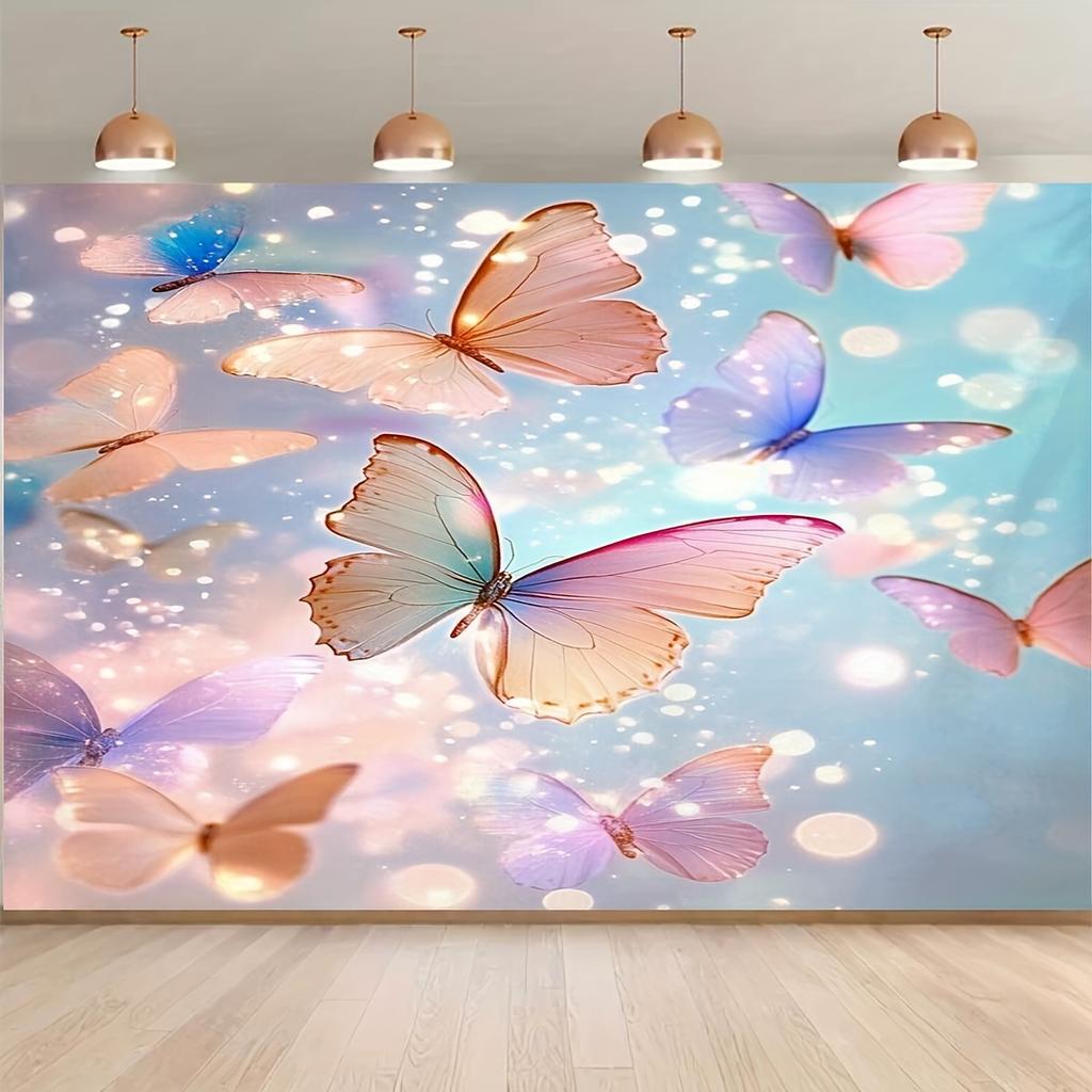 2D flat background cloth - butterfly landscape pattern photography background screen multifunctional home decoration