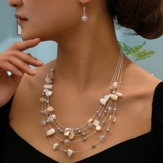 Set Bohemian Style Multi Layers Asymmetric Electroplated Stone Faux Crystal