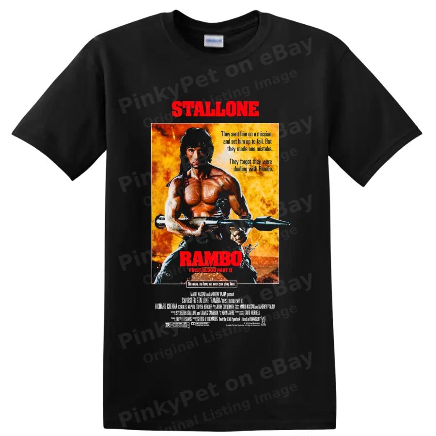 Rambo First Blood Part II Movie Poster T Shirt Action Hero Graphic Classic Tee