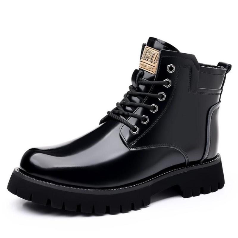 Genuine Leather Motorcycle Boots High Top Mens Casual Shoes Versatile Classics Male Ankle Boots Warm Winter Footwear