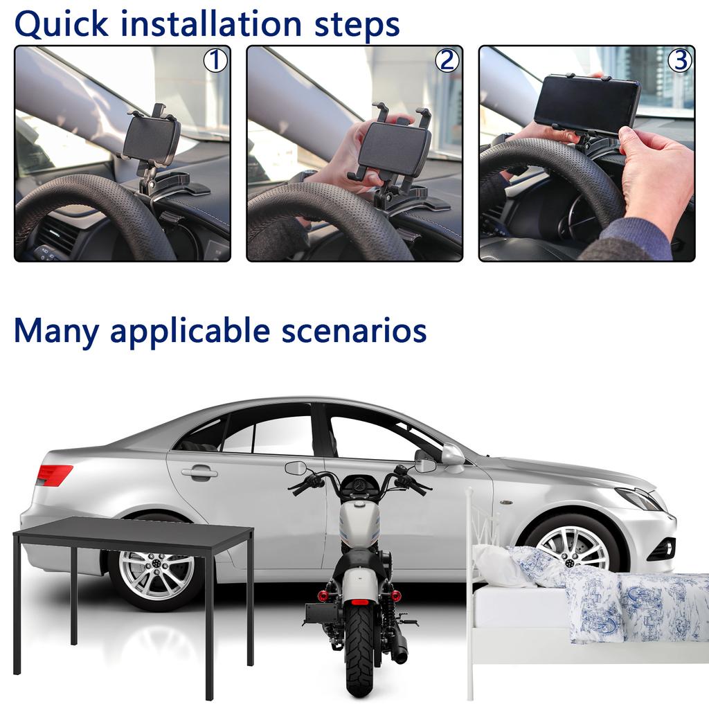 Держатель для мобильного телефона на приборную панель, автомобильное крепление на приборную панель, подставка-кредл с вращением на 360°, панель, многофункциональный универсальный GPS-кронштейн, держатель-клипса