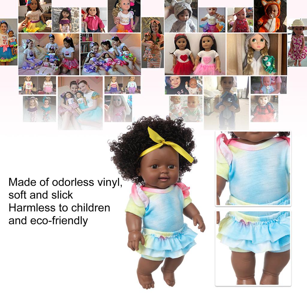 12 Inch Lovely Simulated Black Girl Doll African Baby Doll Kid Toy Birthday Gift
