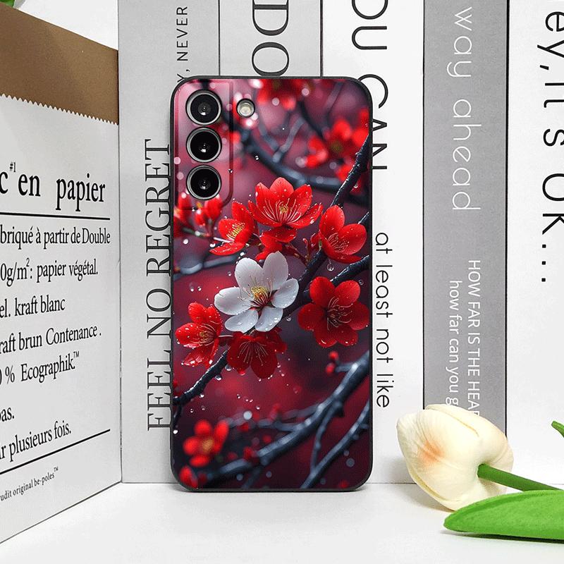 Retro Artistic Red Flower Plum Blossom Pattern Phone Case for OPPO Reno 13 12 F 11 10 Pro Plus A58 Find X5 X3 Lite 5G Soft Cover
