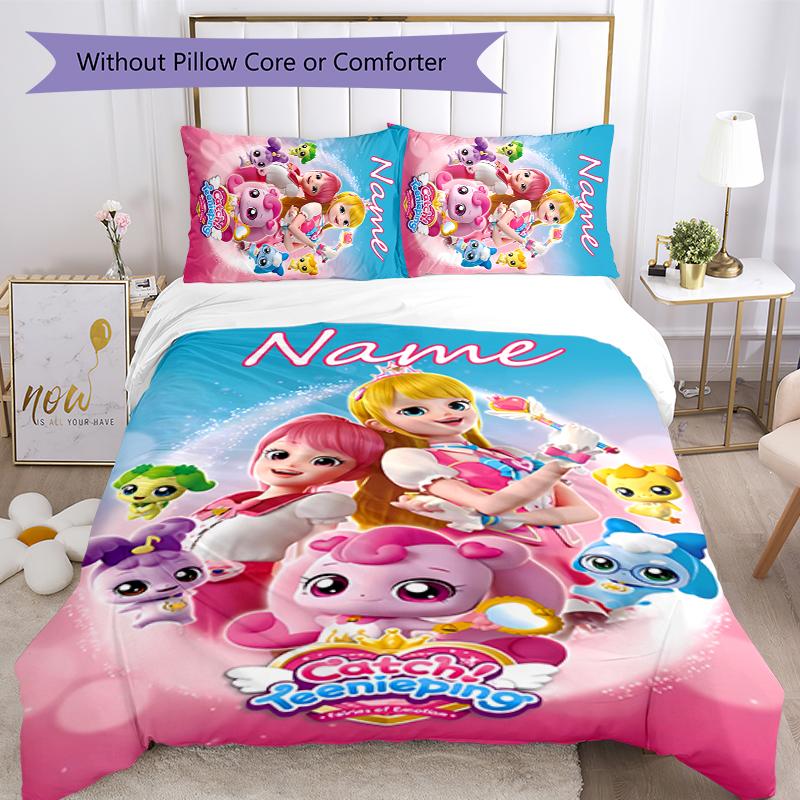 3pcs Custom Name Catch! Teenieping Bedding Set Duvet Cover Closure Includes 1 Duvet Cover & 2 Pillowcases for All Seasons Bedroom Decor