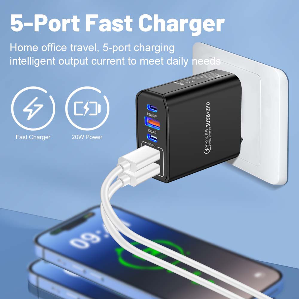 80 Вт USB зарядное устройство PD быстрая зарядка тип C мобильный телефон адаптер для iPhone 15 быстрая зарядка ЕС/США/Великобритания вилка настенное зарядное устройство