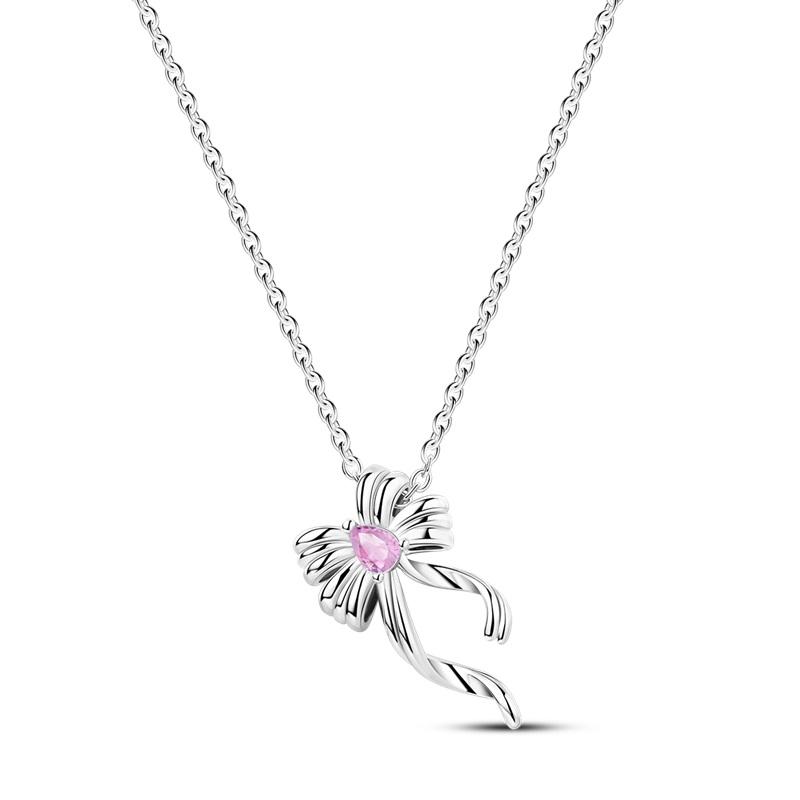 925 Silver Charms Colorful Bow Set Earrings Ring Beads Pendant for Women Bracelets Necklaces DIY Jewelry Gift