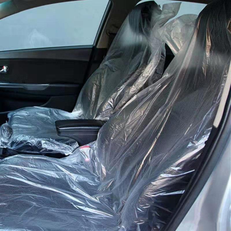 R9CC 100pcs Car Covers Transparent Car Chair Covers Disposable Vehicle Dustproof Cover Universal Car Protector