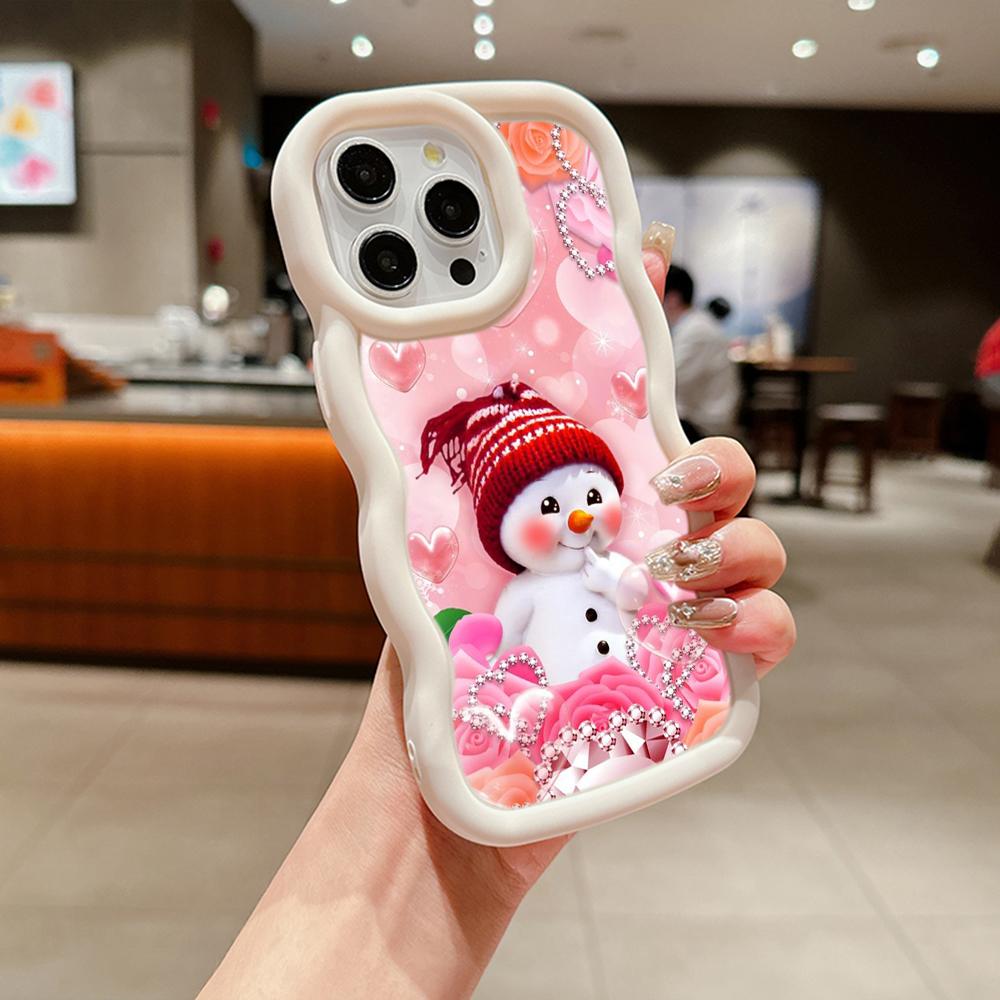 Мягкий чехол для телефона Macaron Big Wave для iPhone 11 12 13 14 15 Samsung A14 A24 A53 A54 A55 Xiaomi Redmi Note 13 12C, чехол A3 Merry Christmas Bear Deer art