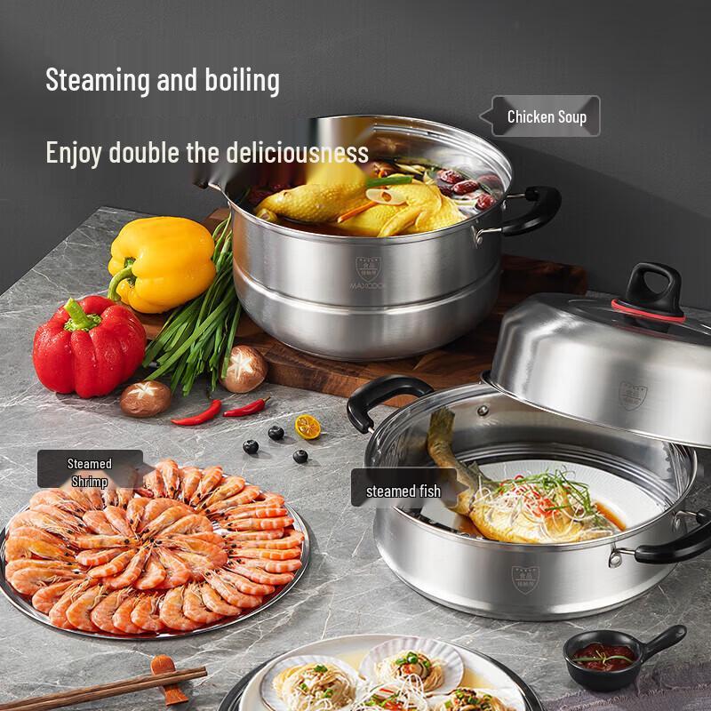 maxcook MCZ047 32 см 3-слойная пароварка и суповая кастрюля из нержавеющей стали