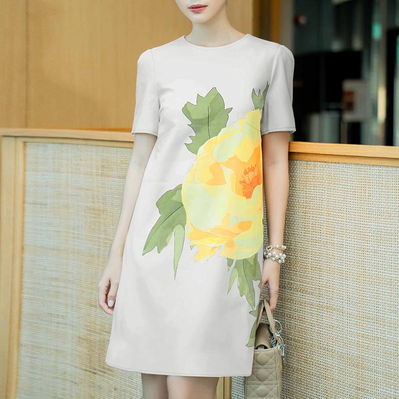 ZANZEA Женское повседневное платье с коротким рукавом с круглым вырезом и цветочным принтом