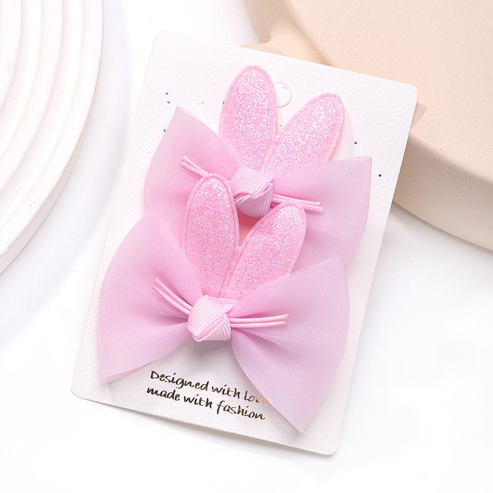 2pcs/set Lovely Lace Bows Hair Clips for Girls Sweet Solid Color Gauze Clip Soft Hairpins Pink Princess Kids Hair Accessories