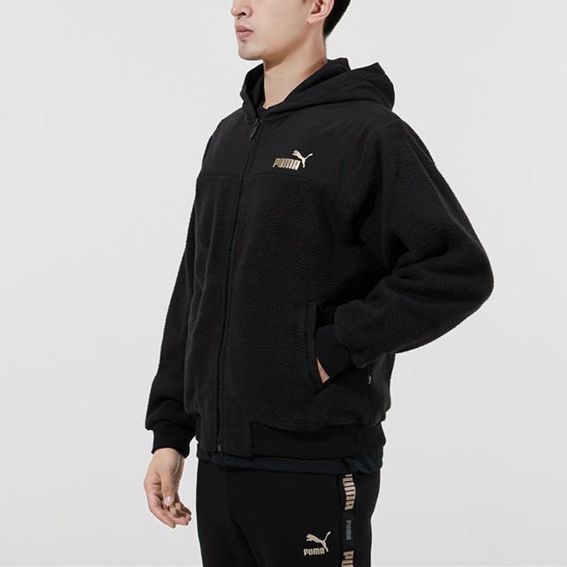 PUMA lamb's wool Stay Warm hooded Logo Jacket Black Men's 848253-01