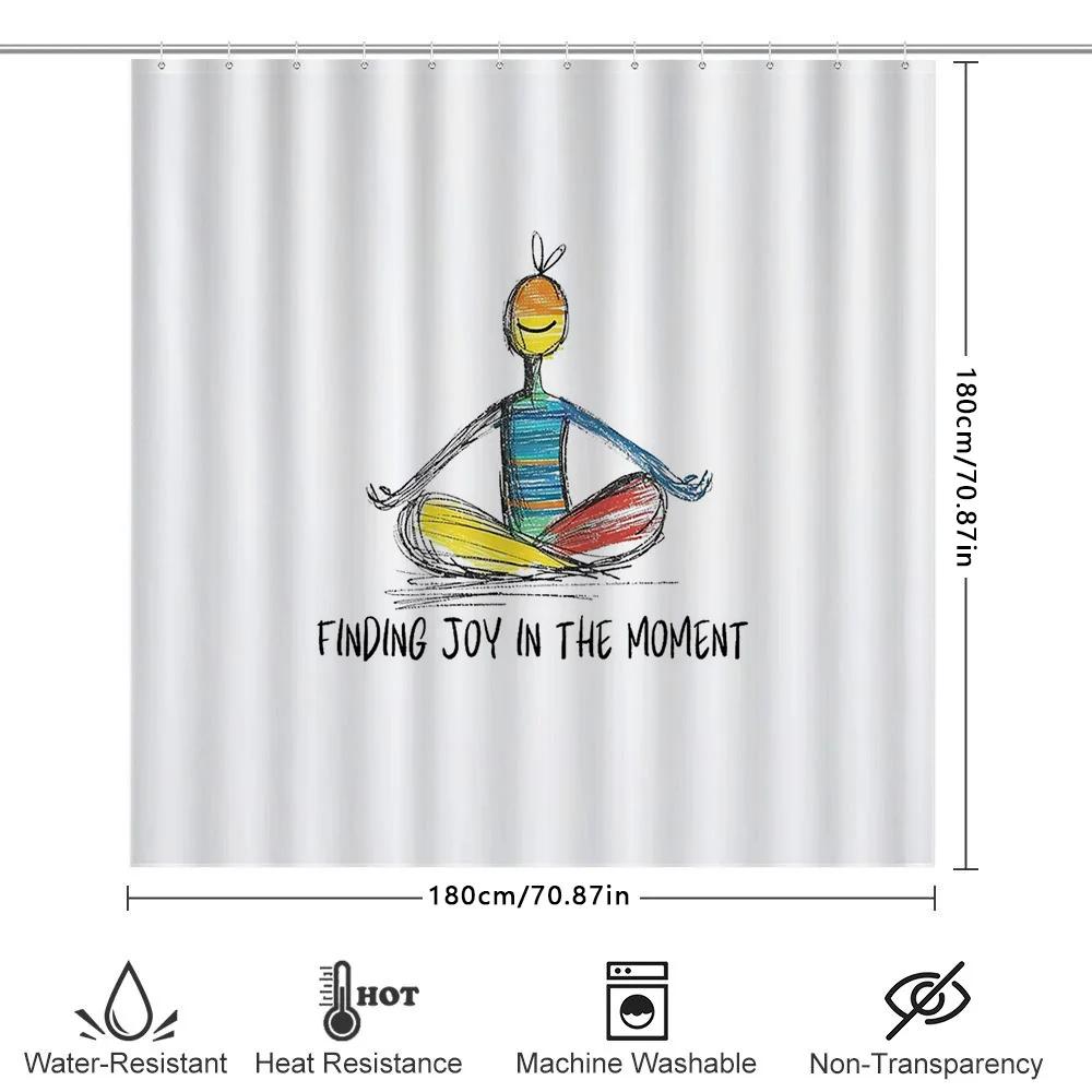 Zen Yoga Meditation Shower Curtain Lotus Flower Spiritual Teal Chakra Mindful Bathroom Decor Peaceful Serenity