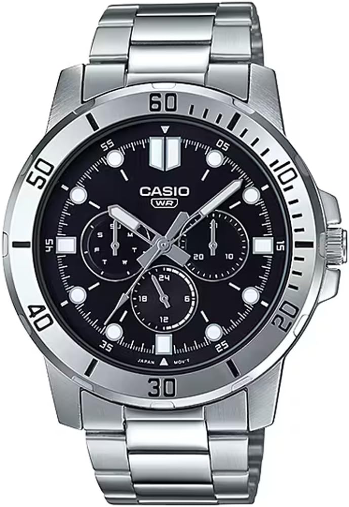 Casio Стандартные кварцевые часы Серебристый и черный металл Международная модель Мужские MTP-VD300D-1E