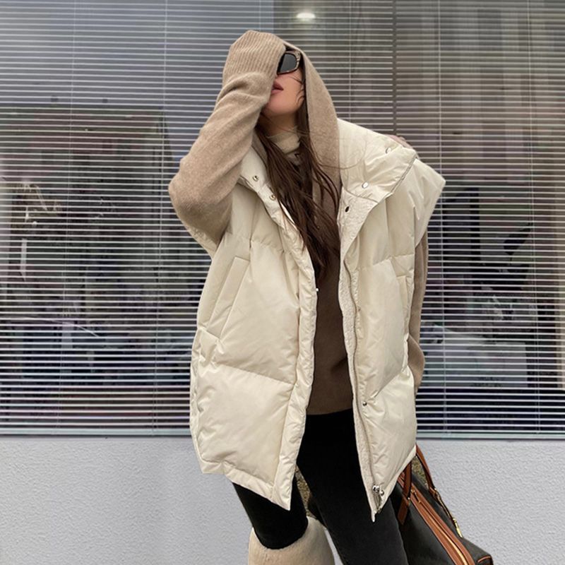 European cotton vest women's new autumn and winter stand-up collar thickened cold-proof warm thickened casual commuter vest jacket