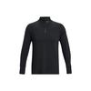 Solid Color 1/4 Zip Mock Neck Running Long Sleeve T-Shirt Men Tops Black 1379288-001