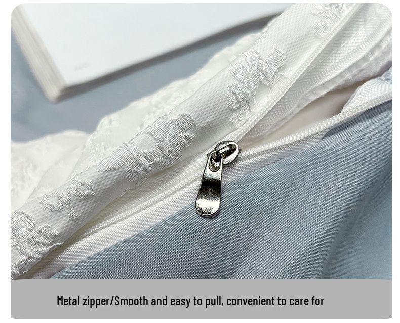 G5Z Роскошный комплект постельного белья из стираного хлопка с тисненым жаккардом - Пододеяльник, Простыня, Натяжная простыня (4 шт)