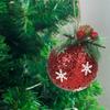 Red Pine Needle Sticky Ball Fome Christmas Balls Set Creative Christmas Sticky Pink Ball  for Home