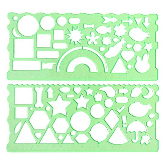 2 шт., прозрачная линейка для геометрического рисунка, многофункциональная, точная и простая в использовании, геометрический треугольник, транспортир, линейка