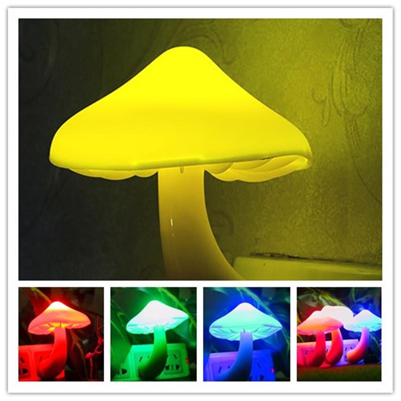 LED Sensor Mushroom Night Light - Yellow, Seven-Color Bedside Lamp