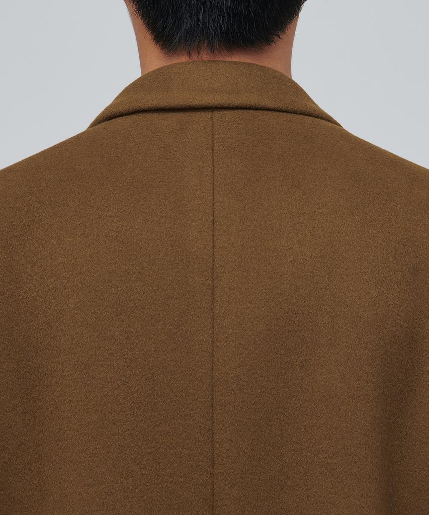Musinsa Standard Cashmere Blend Daddy Shoulder Double Long Coat [Tan Brown]