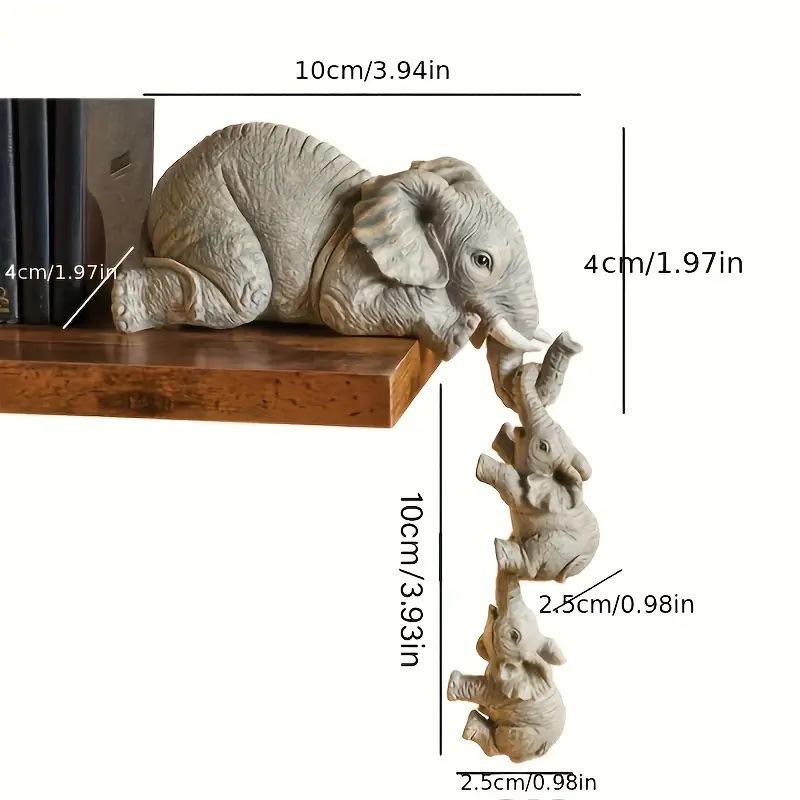 3pcs/set Cute Elephant Figurines Elephant Holding Baby Elephant Resin Crafts Home Furnishing Gift