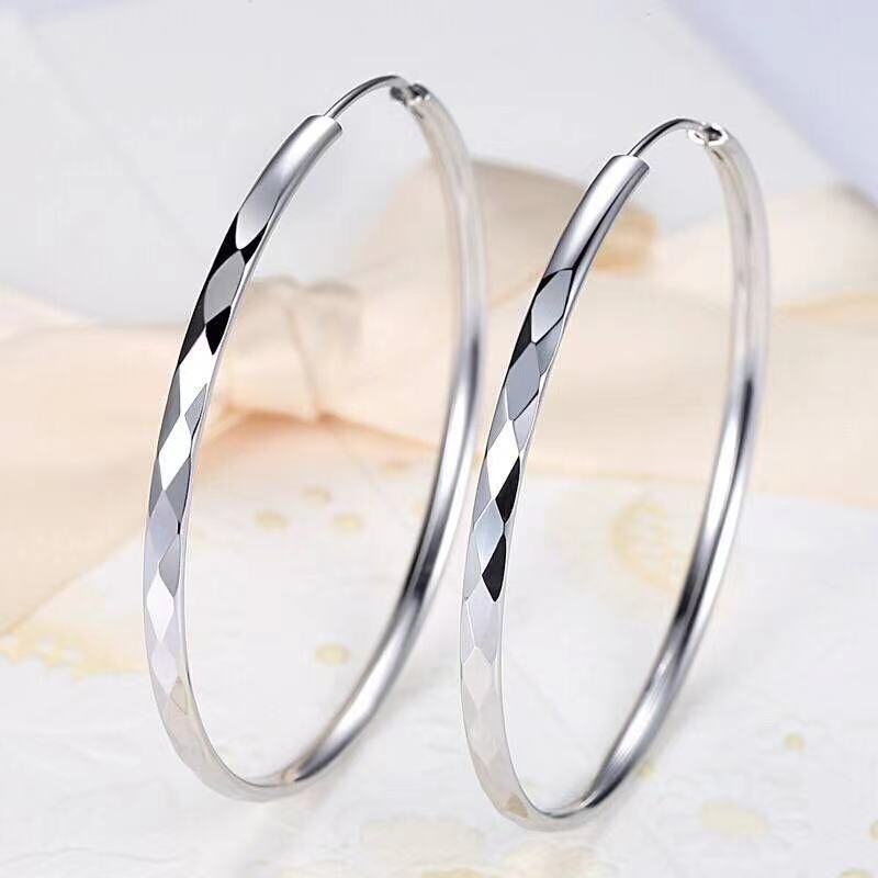 Original 925 Sterling Silver Hoop Earrings 3-6CM For Women Exquisite Student Girlfriend Jewelry Accessories Wedding Fashion GiftGood product