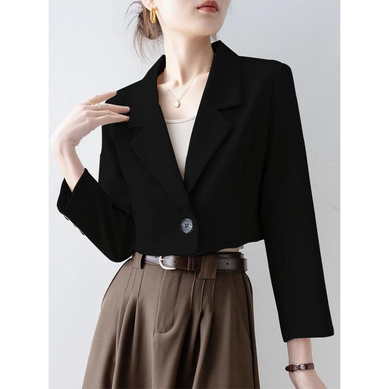Women S Beige Short Loose Fit Casual Blazer Jacket