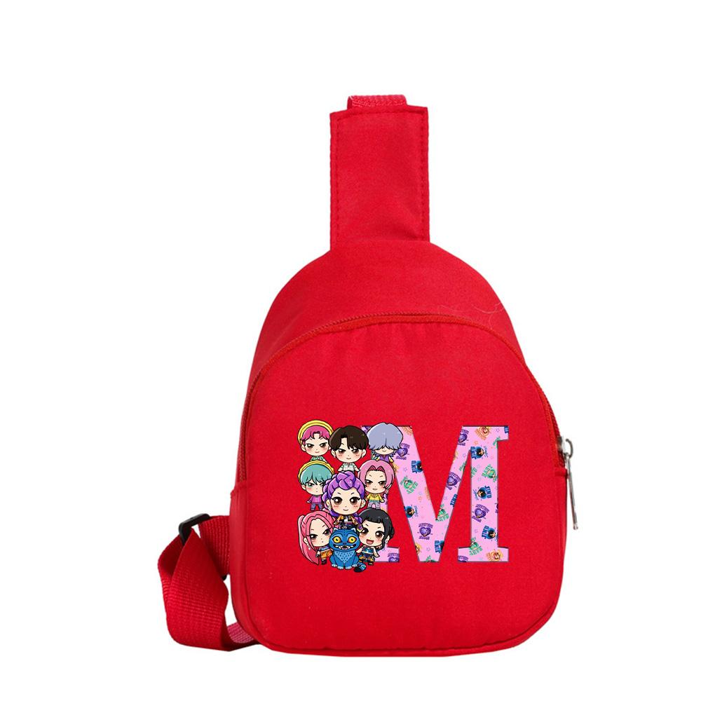 26 English Letter K-Pop Demon Hunters Printed Kawaii Chest Pack for Boy Girl Shoulder Bag Student Portable Crossbody Pouch Christmas Wallet Pursek