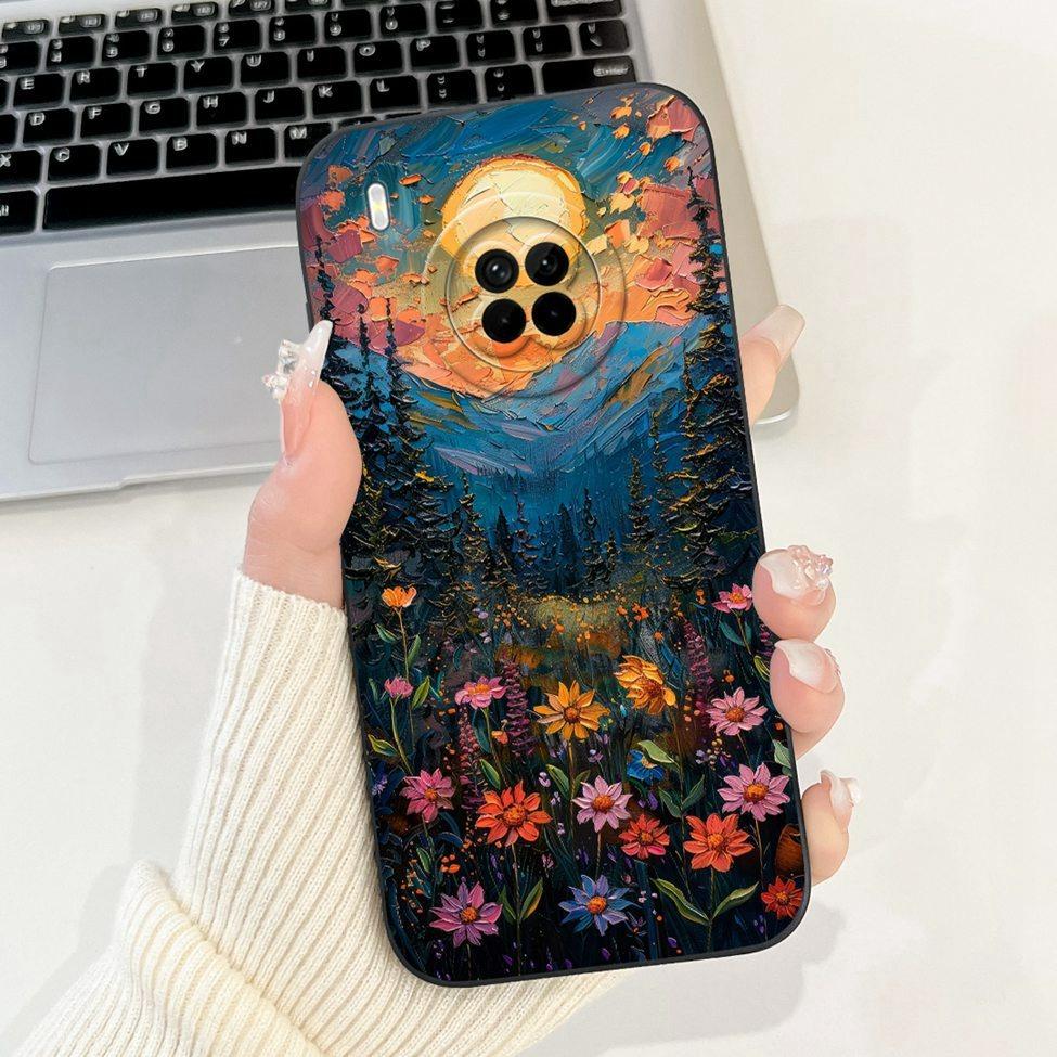 Для Huawei Y9A Чехол-крышка Роскошные Модные Цветы Кавайный Милый Кот Ударопрочный Чехол для Телефона Для Huawei FRL-22 FRL-23 FRL-L22 FRL-L23